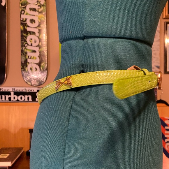 Women\'s real snakeskin golf belt emblem green flags logos main image 7